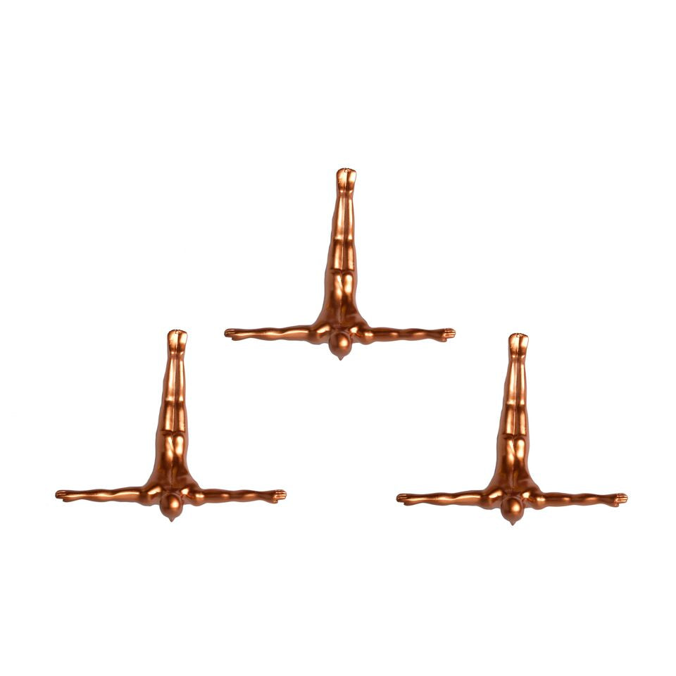 Wall Diver Home Decor Classic Wall-Art Sculpture - Bronze 3 PACK