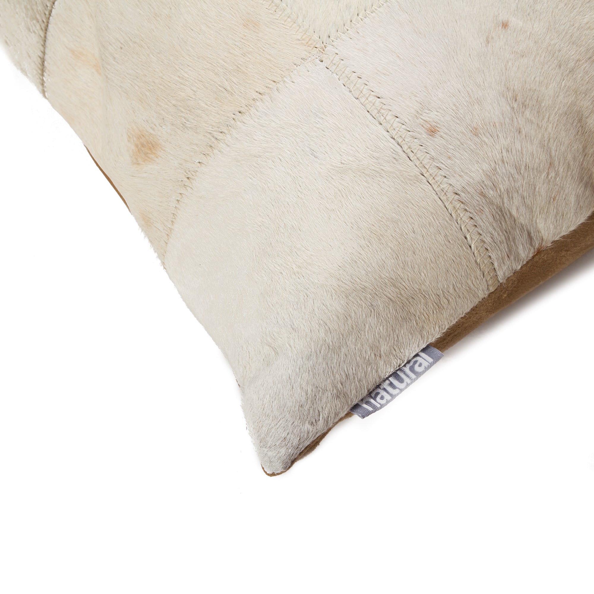 Coussin en cuir de vachette naturel Torino Patch neutre | 45,7 x 45,7 cm