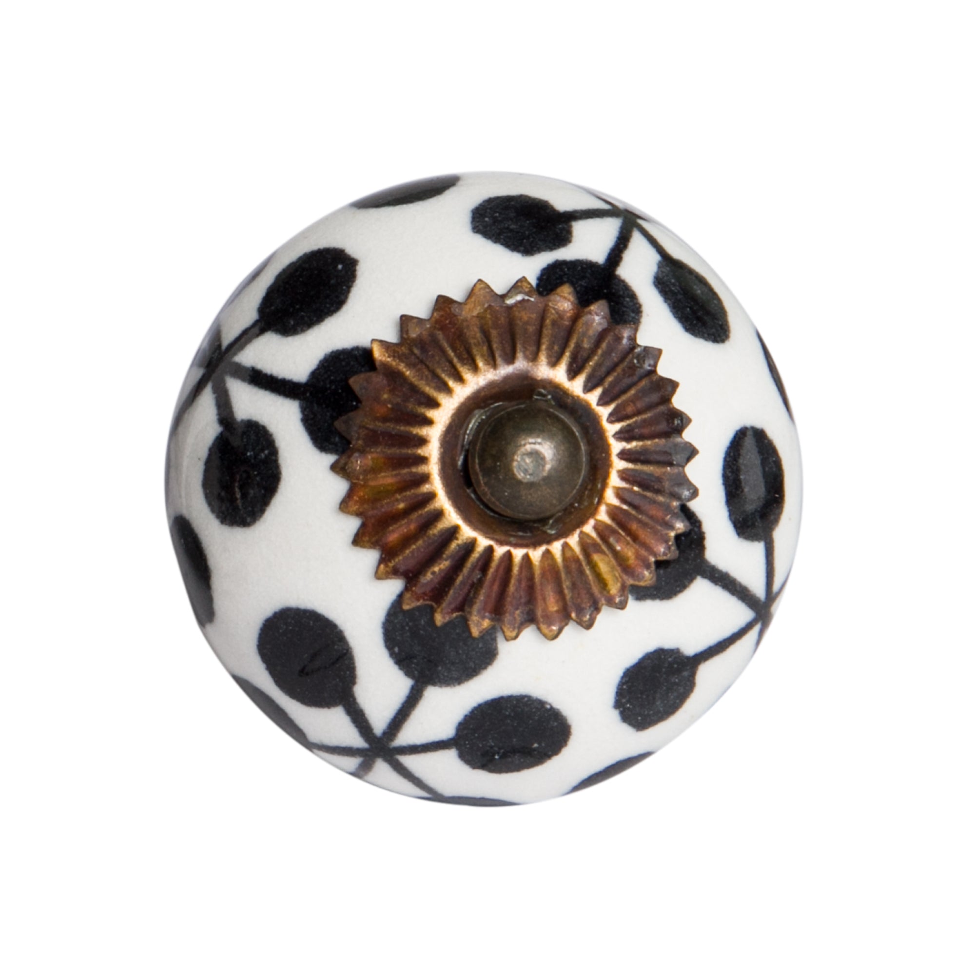 Knob-It Home Decor Classic Cabinet & Drawer Knobs-White/Black Dotted/Copper