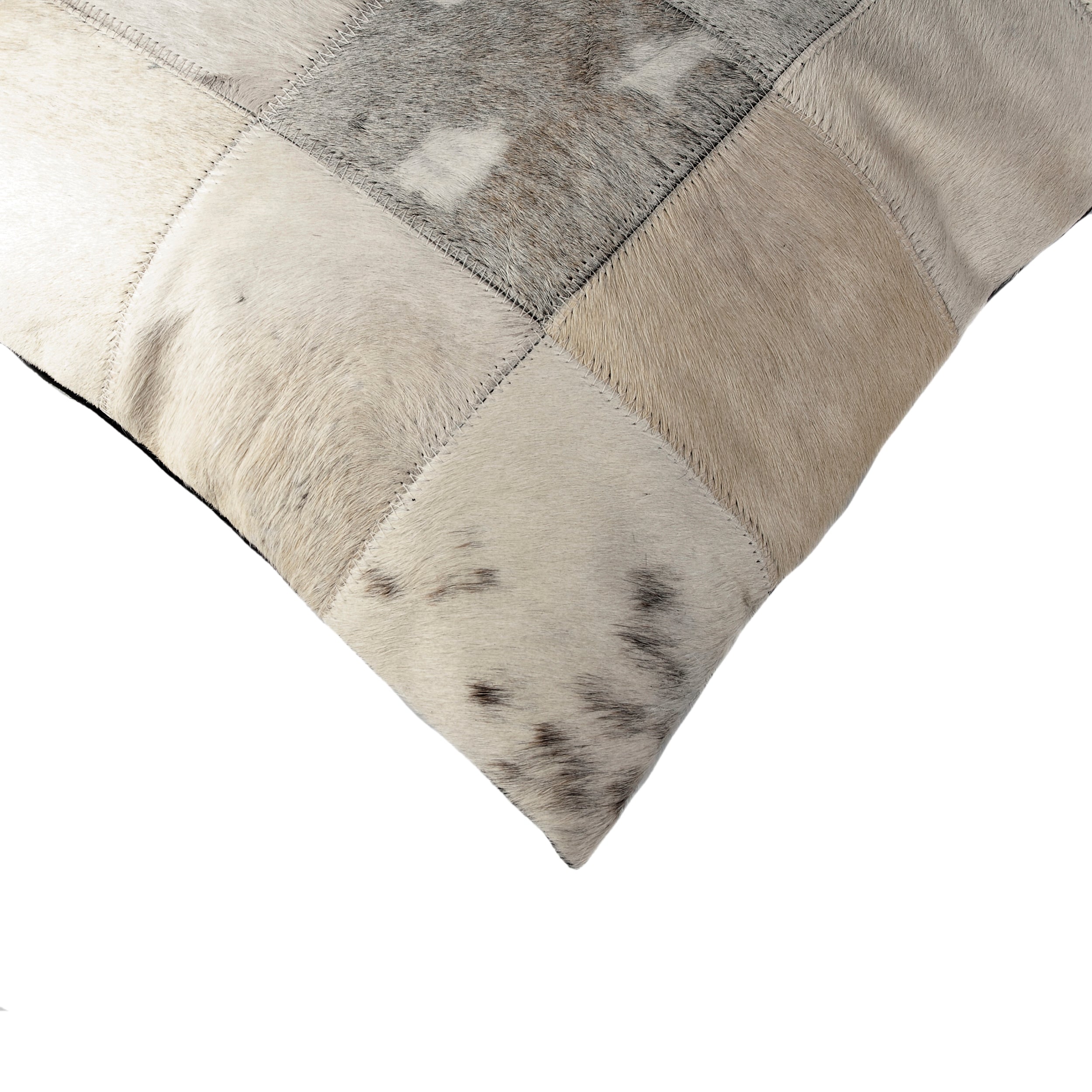 Coussin en cuir de vachette sel et poivre Torino Patch naturel | 45,7 x 45,7 cm