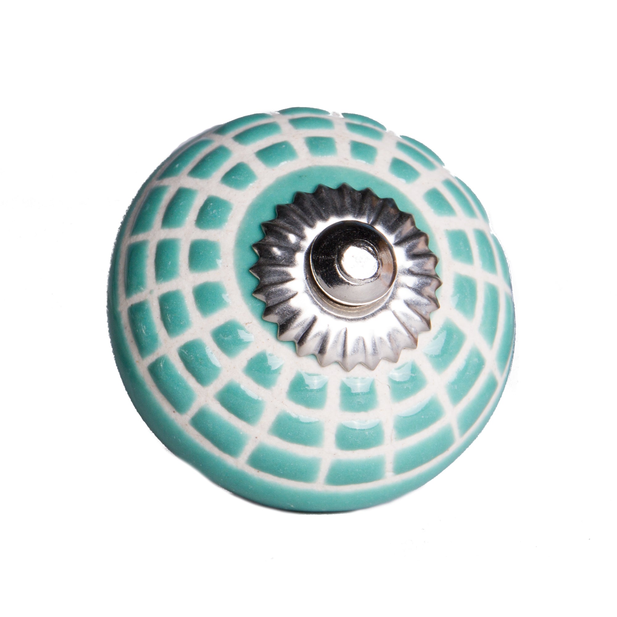 Knob-It Home Decor Classic Cabinet & Drawer Knobs-Turquoise/White/Silver