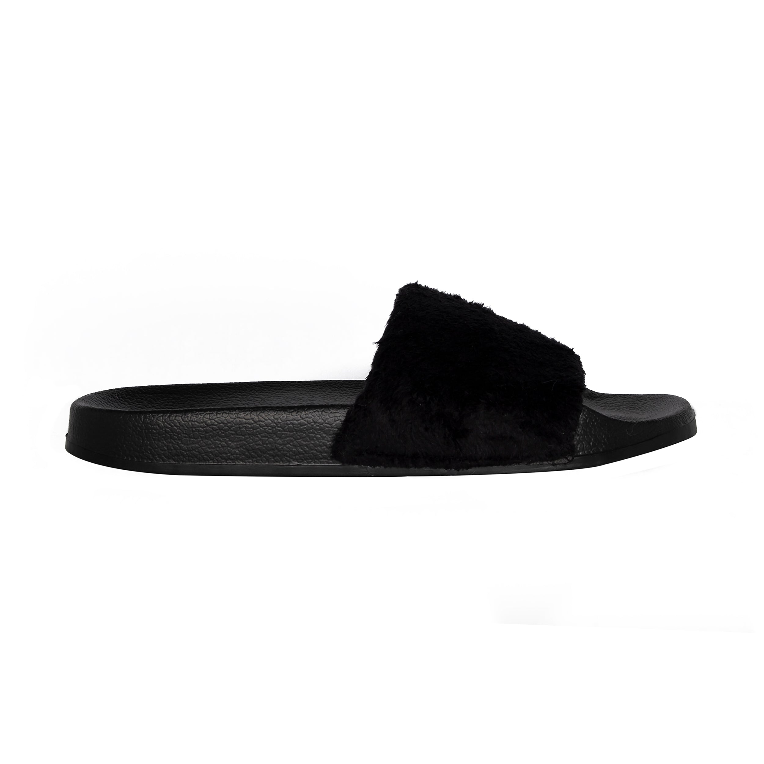 Luxe Faux Sheepskin Women Slides | Black