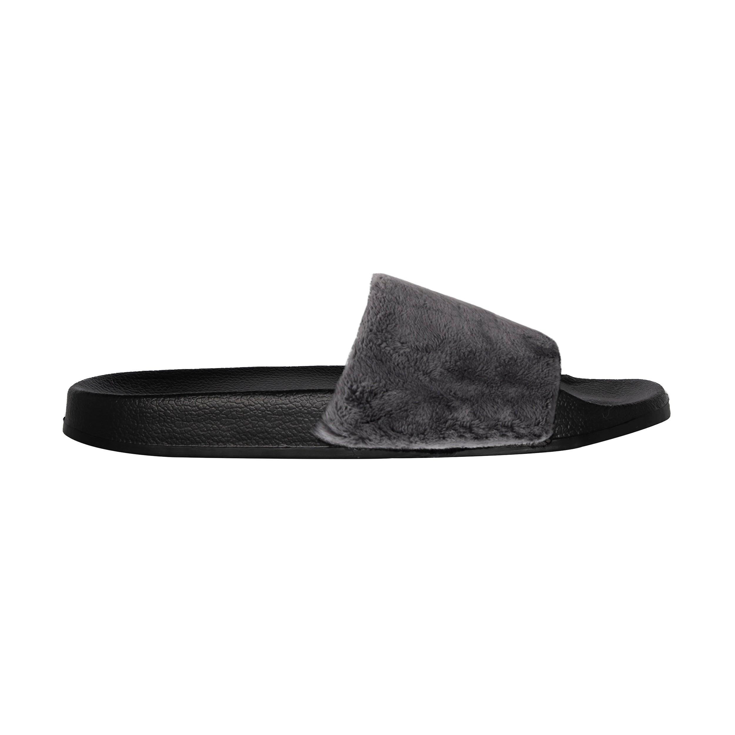 Luxe Faux Sheepskin Women Slides | Grey