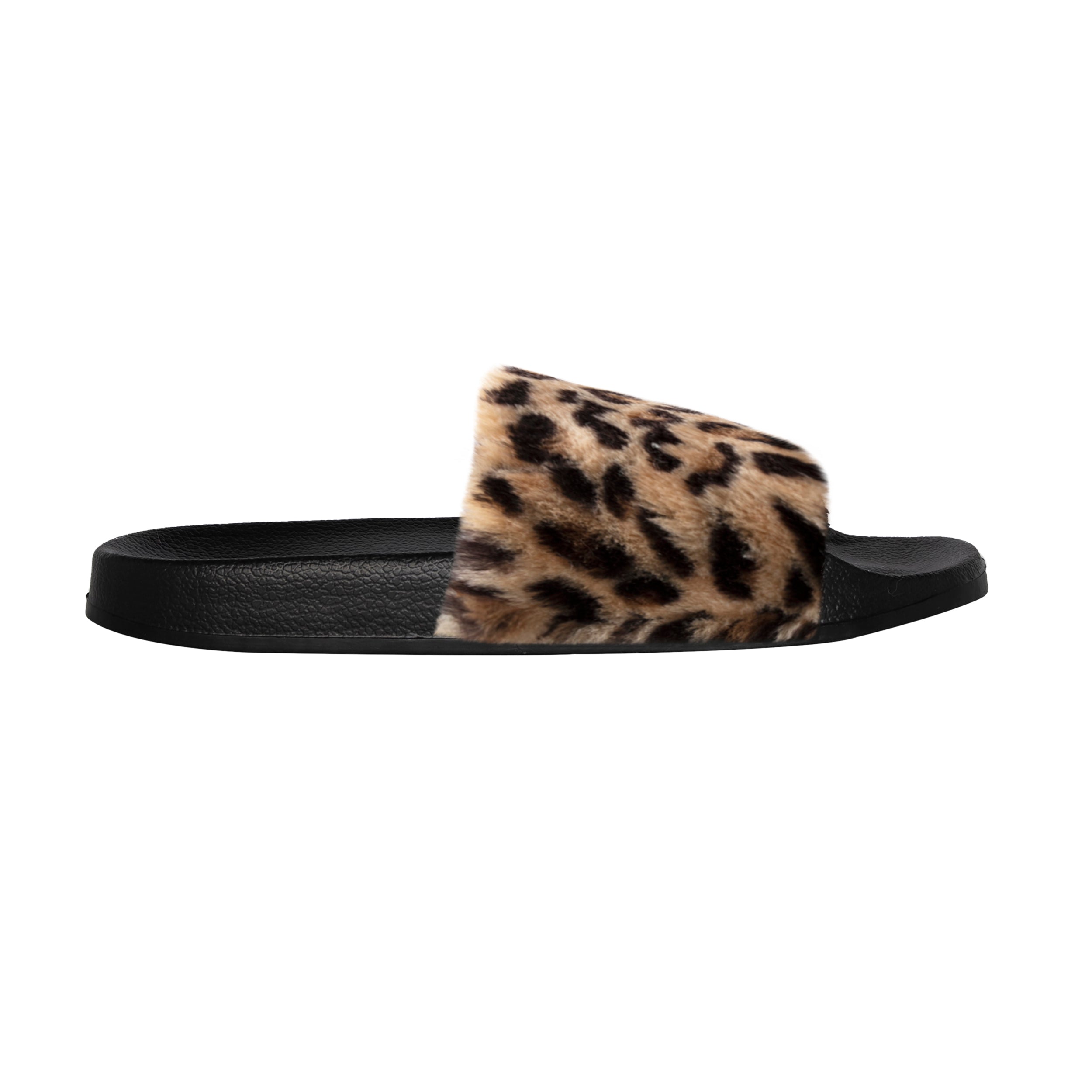 Luxe Faux Sheepskin Women Slides | Leopard