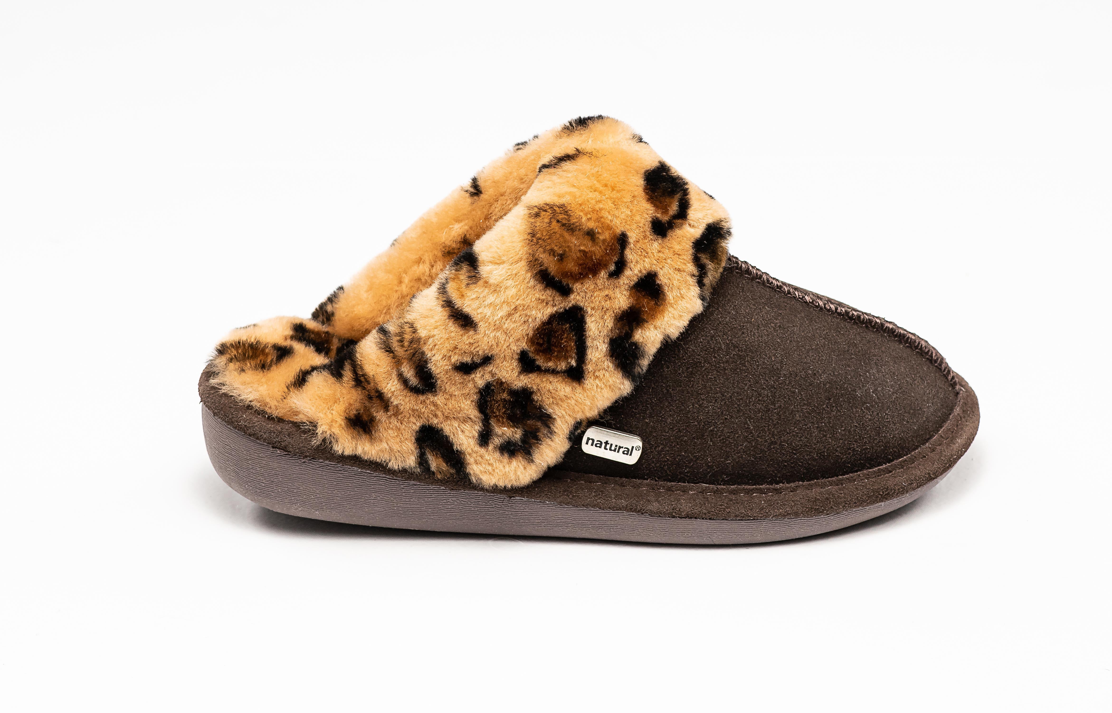 Natural Marilyn Suede Women Slippers | Leopard Chocolate