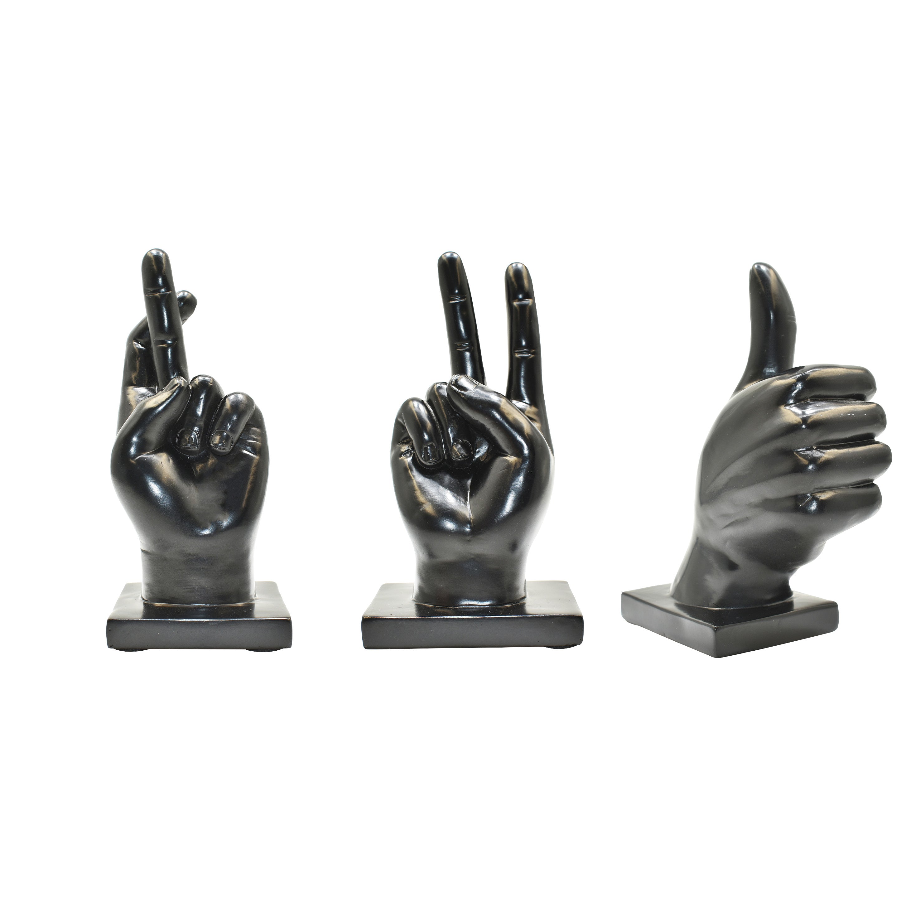 Adam & Friends Fingers Crossed, Peace Sign, Thumbs Up Sculpture | 3-Pack