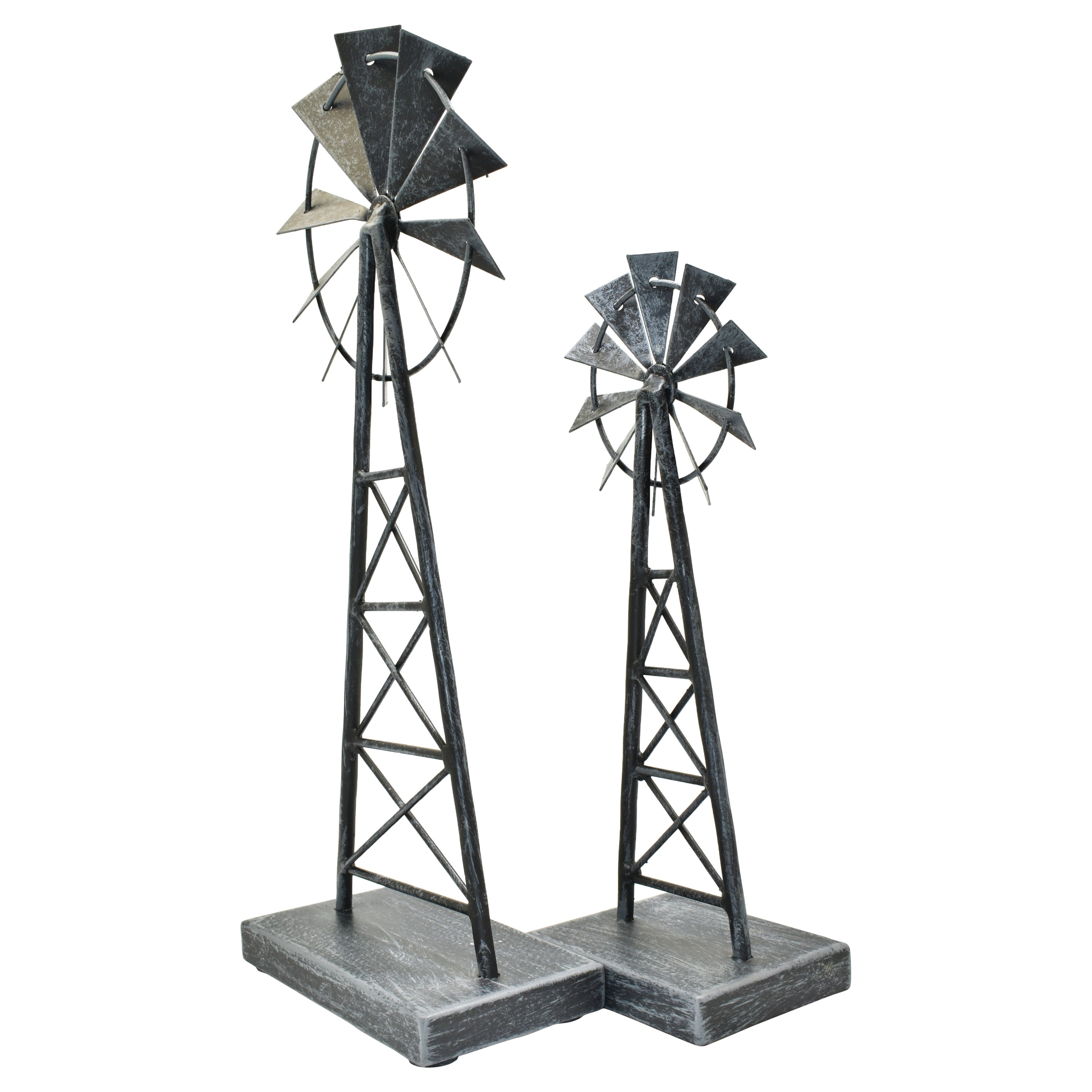 Adam & Friends Metal Windmills (Large & Small) Sculpture | 2-Pack