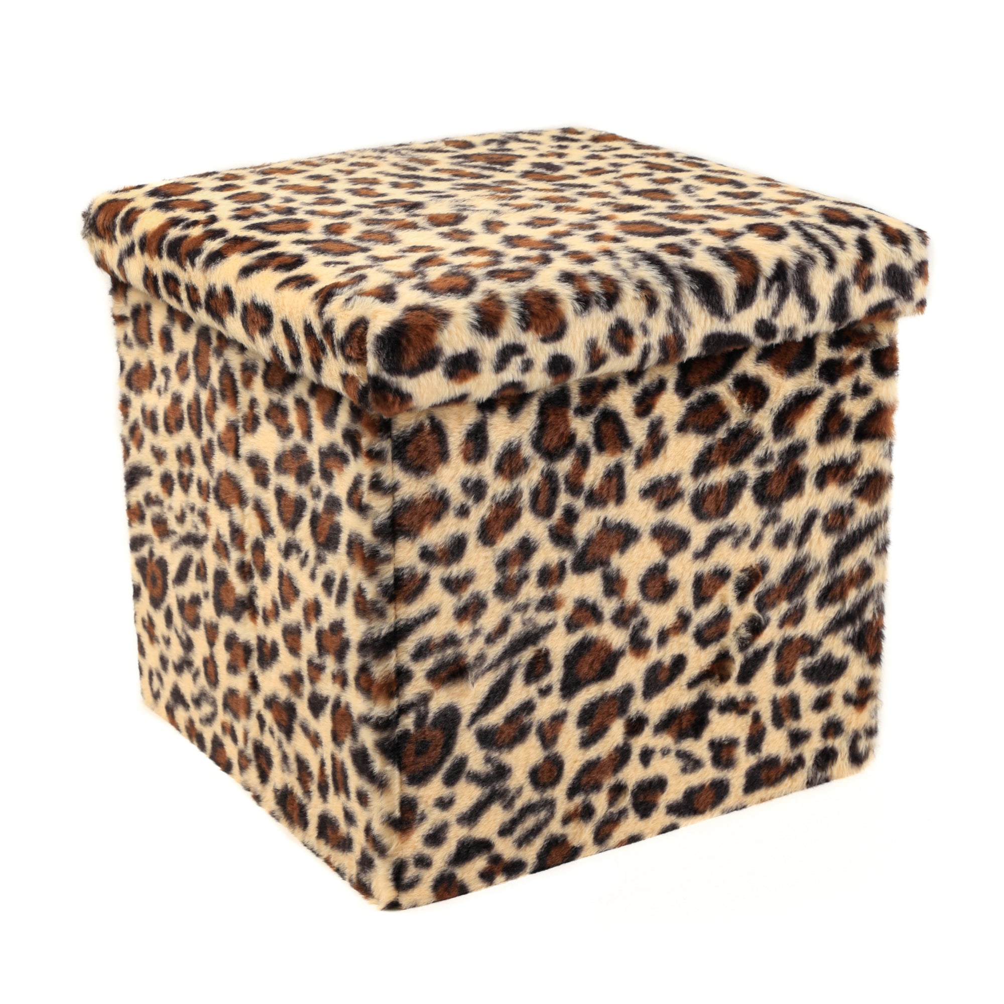 Go-Poufs Knock-Down Medium Cube Faux Fur Storage Ottoman 15"x15"x15"