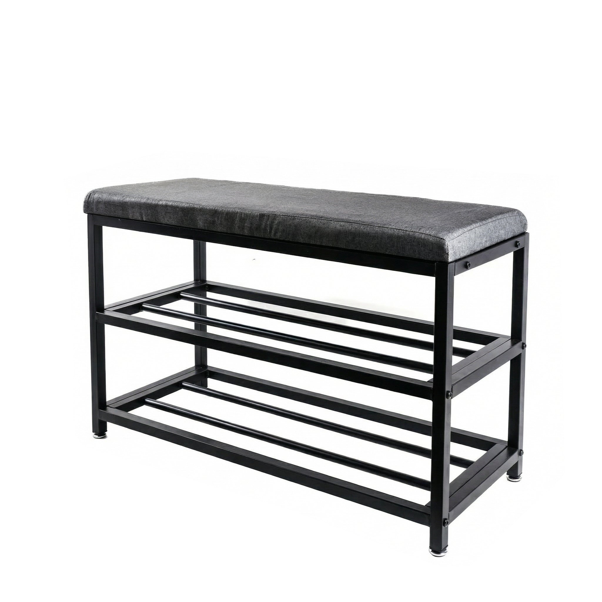 Upholstered Bench With Shoe Rack 32"x13"x20" | Charcoal