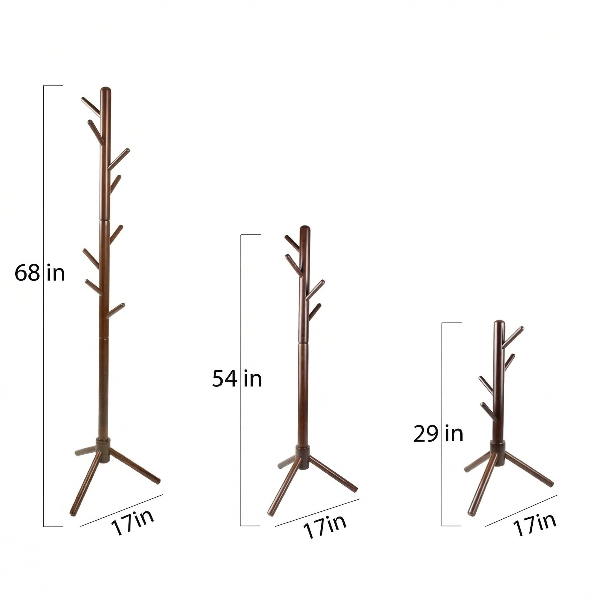 Coat Rack With 3 Adjustable Heights 68"x17"x17" | Brown